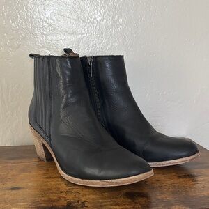 Frye Black Leather Ankle Booties
